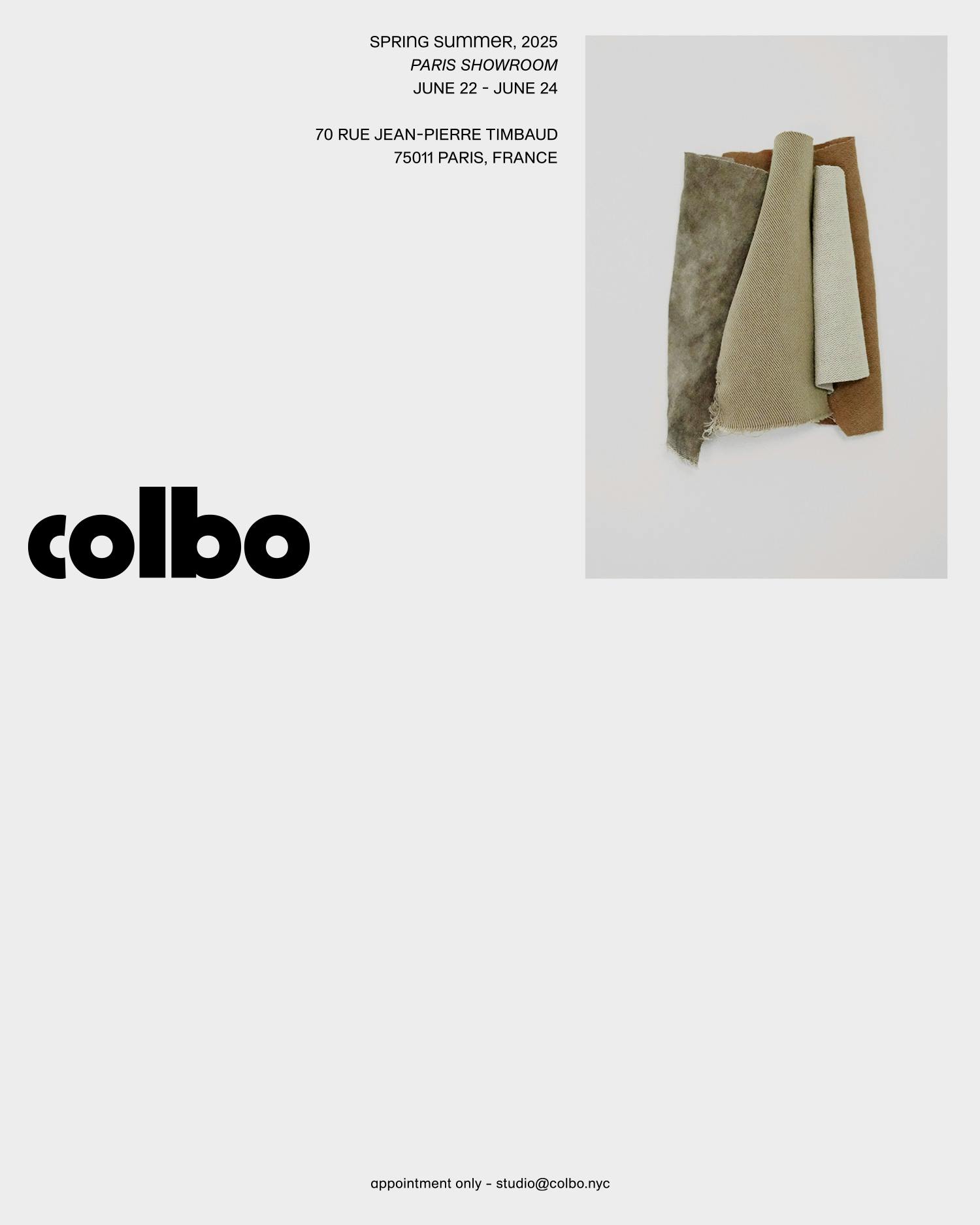 Colbo - Invitation Paris Showroom
